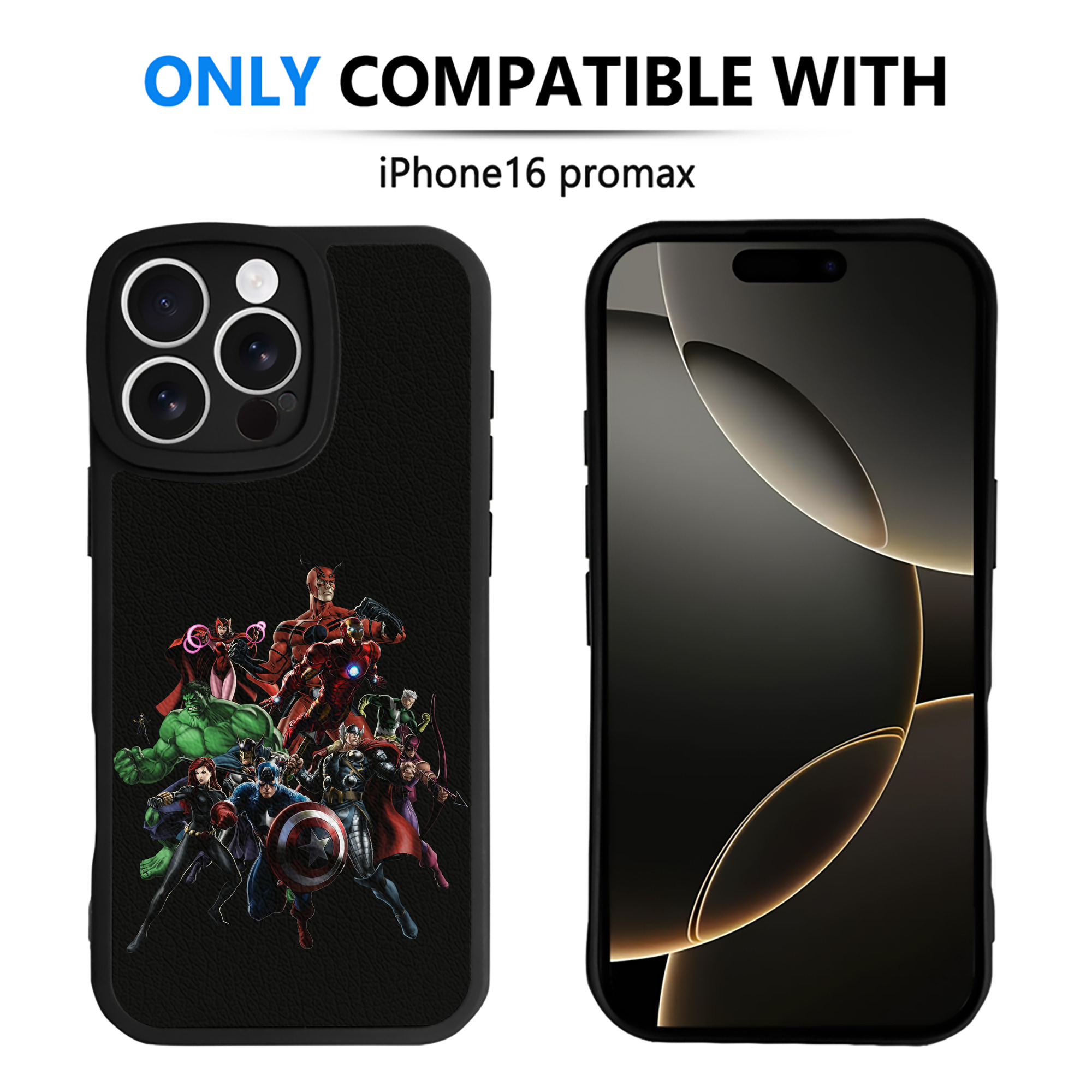（画像用） アベンジャーズ The Avengers 【iPhone 16シリーズ対応】シリコンスマホケース（レザー調） 材質：シリコン